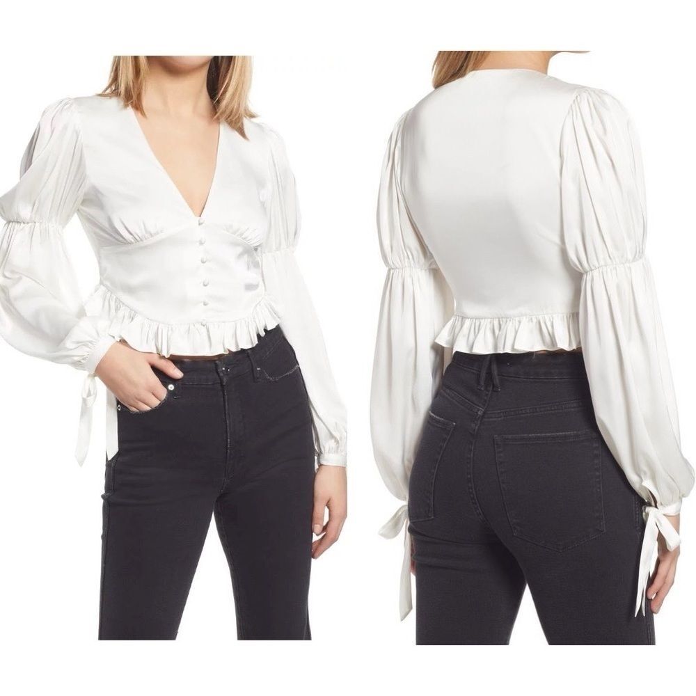 WAYF • Amena Ruffle Satin Blouse